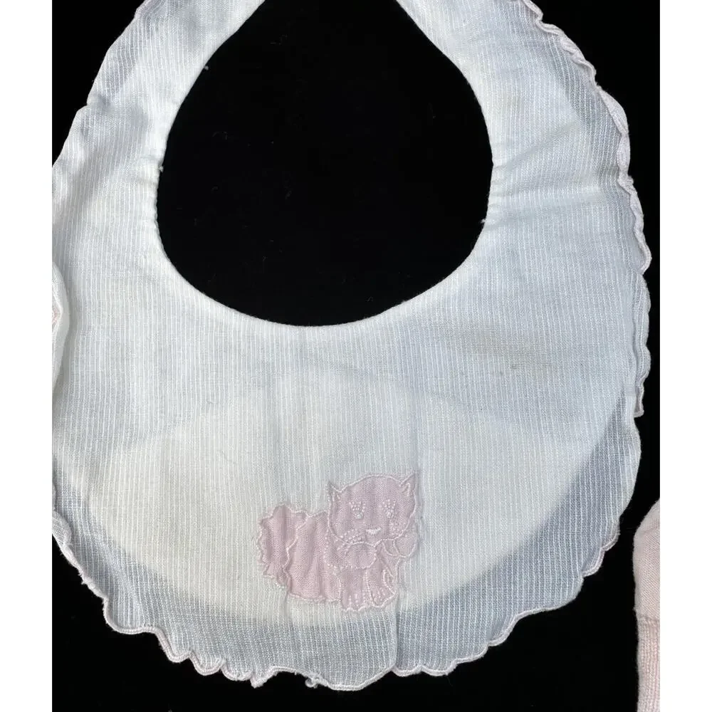 4 Vintage 1940’s Baby Bibs Embroidered Cotton -A20